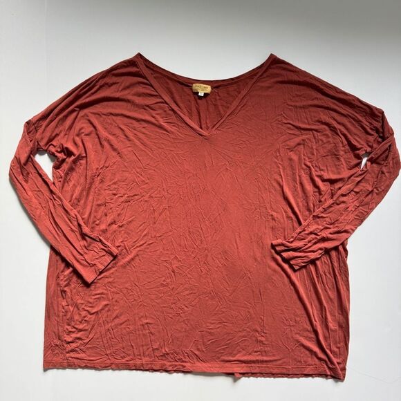 Piko 1988 Women's V-Neck Rust Bamboo Top Size Medium - Picture 1 of 6